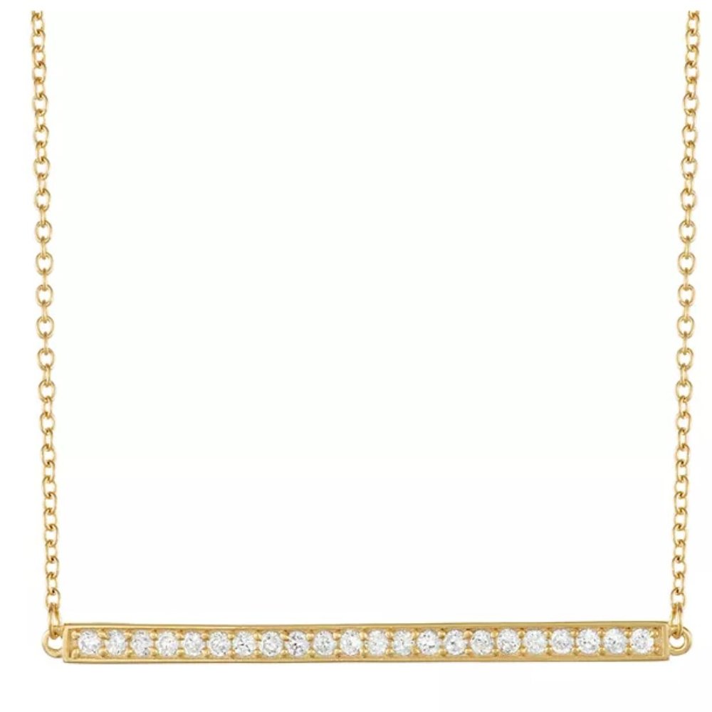 2/110$ NWT 18k over sterling Cubic Zirconia Bar Necklace
